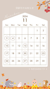 11月休診日のお知らせ
